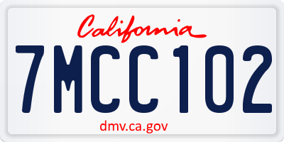 CA license plate 7MCC102