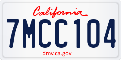 CA license plate 7MCC104