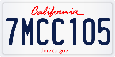 CA license plate 7MCC105