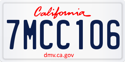 CA license plate 7MCC106