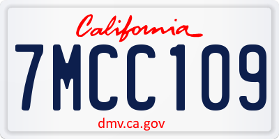 CA license plate 7MCC109