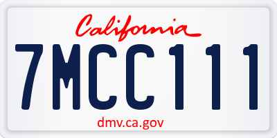 CA license plate 7MCC111