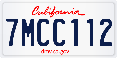 CA license plate 7MCC112