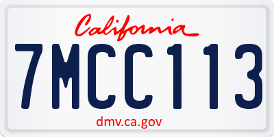 CA license plate 7MCC113