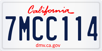 CA license plate 7MCC114