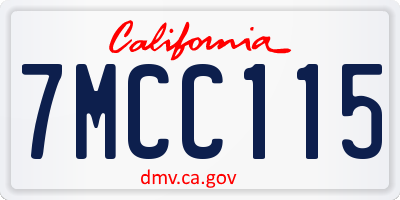 CA license plate 7MCC115