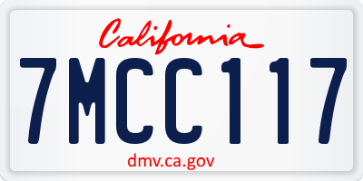CA license plate 7MCC117