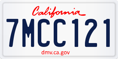 CA license plate 7MCC121
