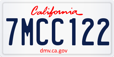 CA license plate 7MCC122
