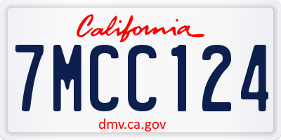 CA license plate 7MCC124