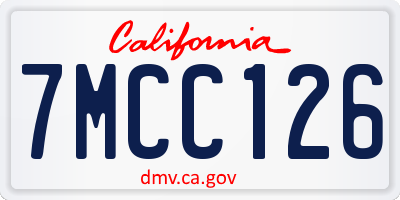 CA license plate 7MCC126