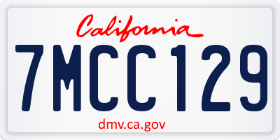 CA license plate 7MCC129