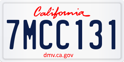 CA license plate 7MCC131
