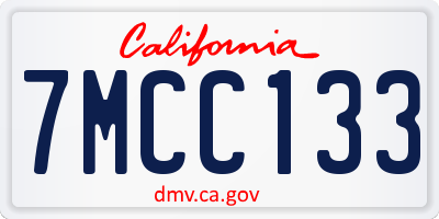 CA license plate 7MCC133