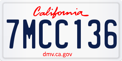 CA license plate 7MCC136