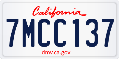 CA license plate 7MCC137
