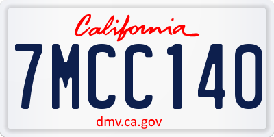 CA license plate 7MCC140