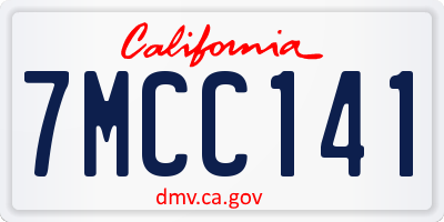 CA license plate 7MCC141