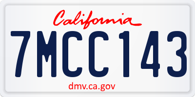 CA license plate 7MCC143