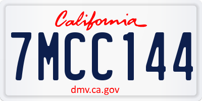 CA license plate 7MCC144