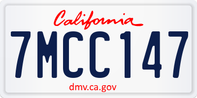 CA license plate 7MCC147
