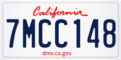CA license plate 7MCC148