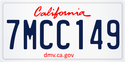 CA license plate 7MCC149