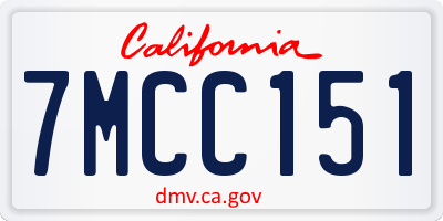 CA license plate 7MCC151