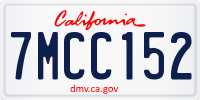 CA license plate 7MCC152