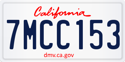 CA license plate 7MCC153