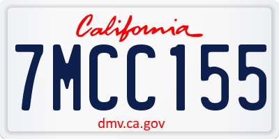 CA license plate 7MCC155