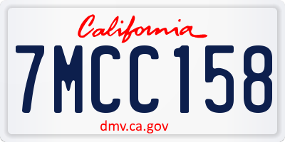 CA license plate 7MCC158