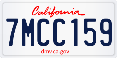 CA license plate 7MCC159