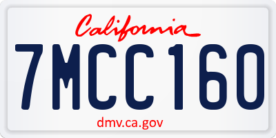 CA license plate 7MCC160