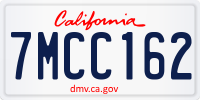 CA license plate 7MCC162