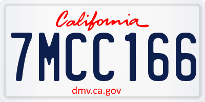 CA license plate 7MCC166