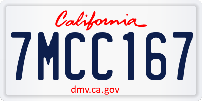CA license plate 7MCC167