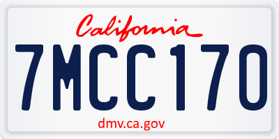 CA license plate 7MCC170