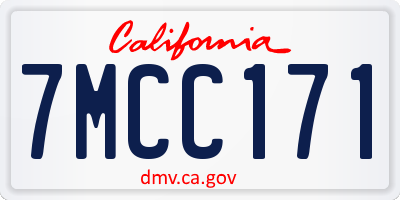 CA license plate 7MCC171
