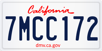 CA license plate 7MCC172
