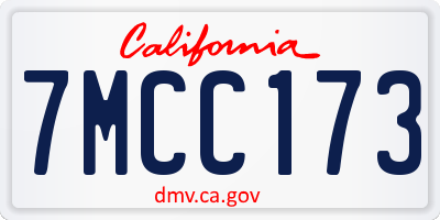CA license plate 7MCC173