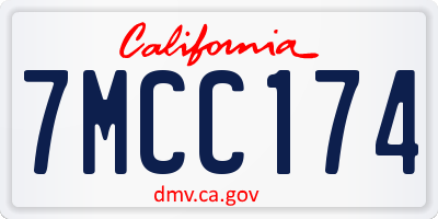 CA license plate 7MCC174