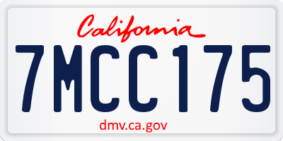CA license plate 7MCC175