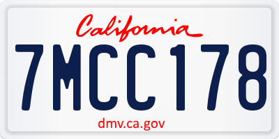CA license plate 7MCC178