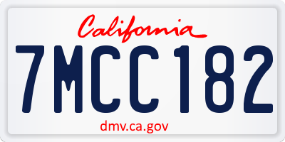 CA license plate 7MCC182