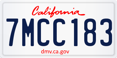 CA license plate 7MCC183