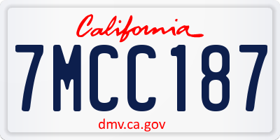 CA license plate 7MCC187