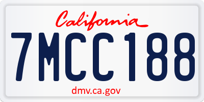 CA license plate 7MCC188
