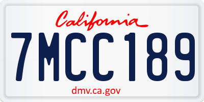 CA license plate 7MCC189