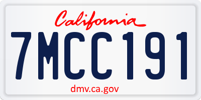 CA license plate 7MCC191
